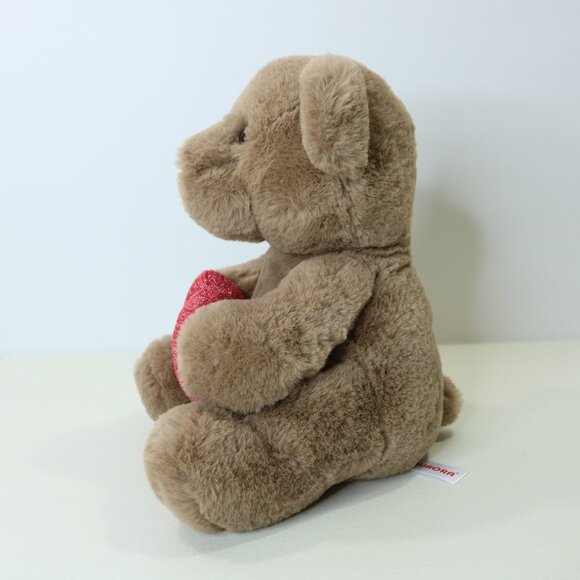 Aurora Brown Bear Holding Heart Soft Plush Stuffed Animal Toy Valentine - Picture 4 of 12